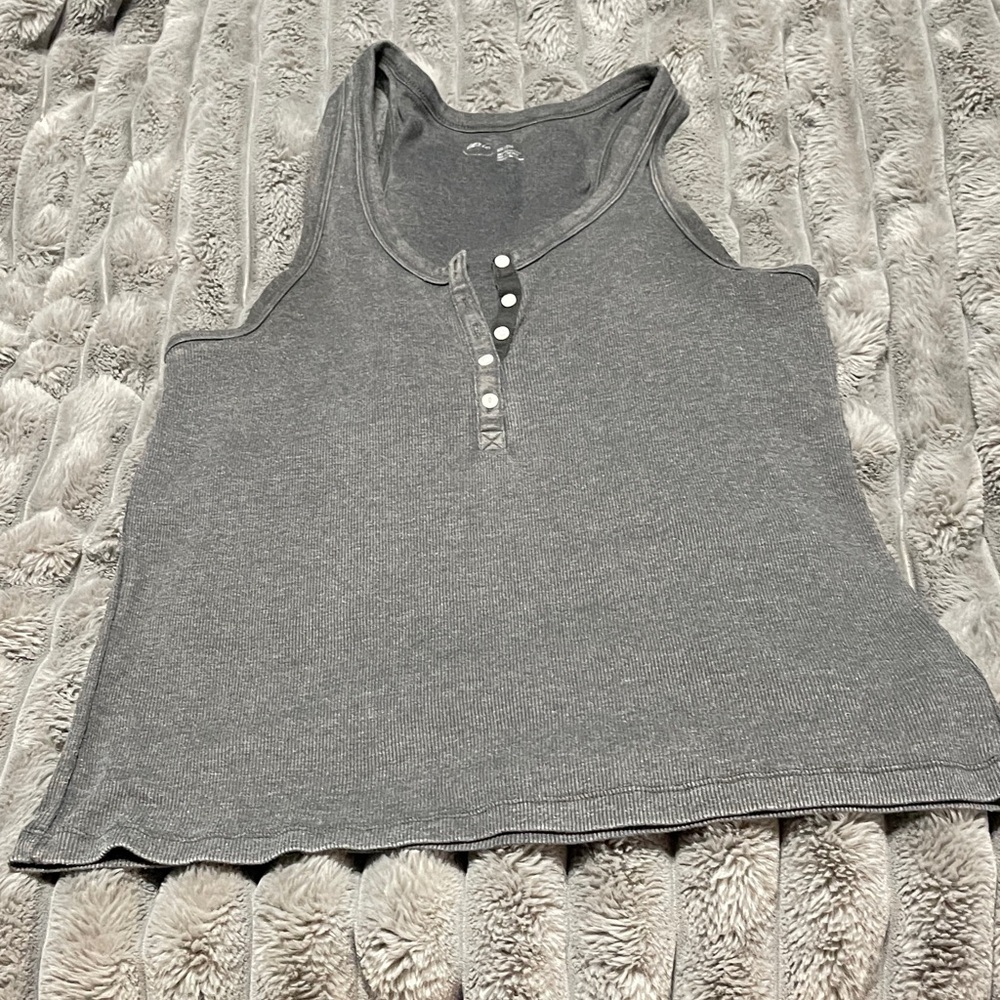 Aerie Charcoal Henley Tank Top